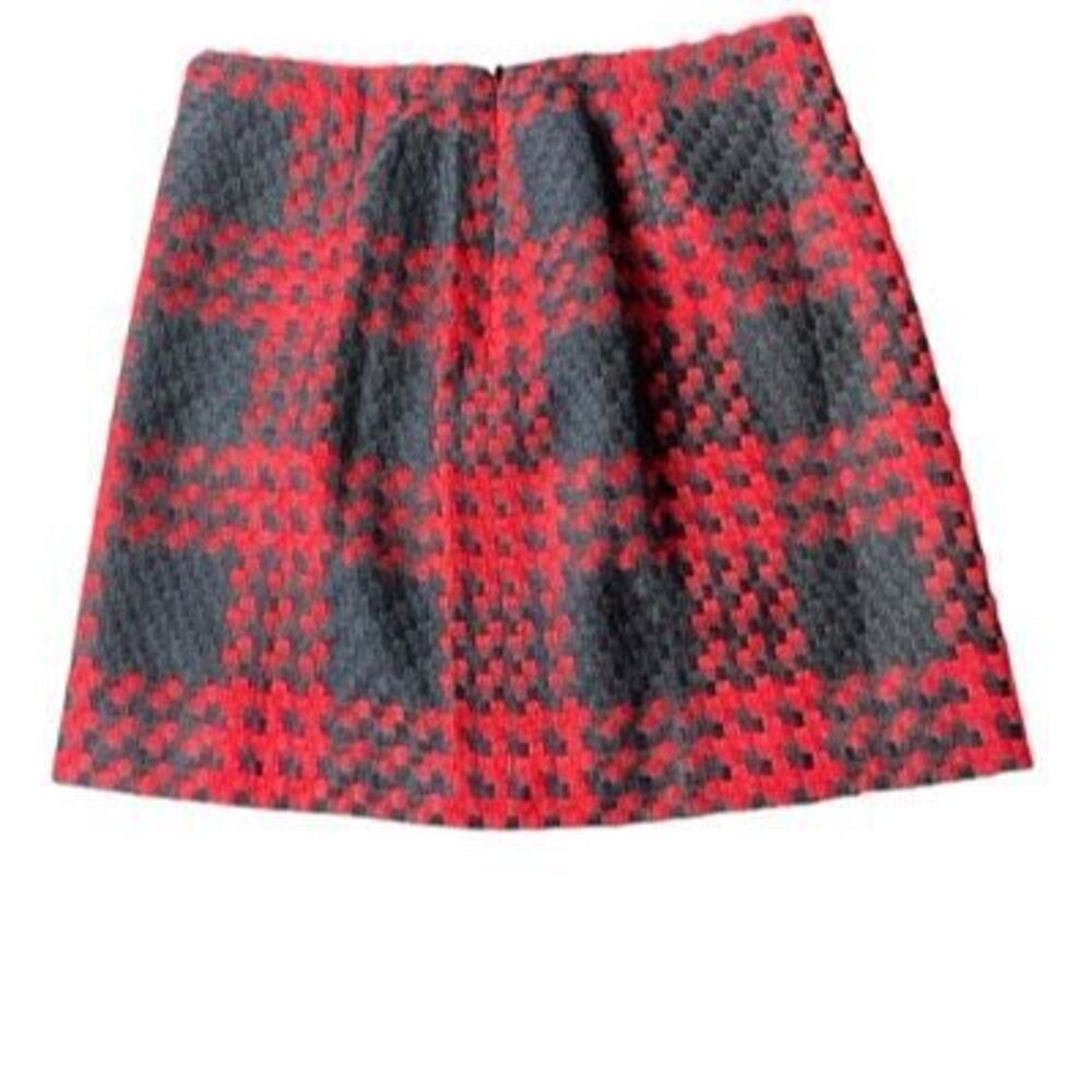 Boston Proper Womens Red Black Plaid Tweed Mini Skirt Size 6